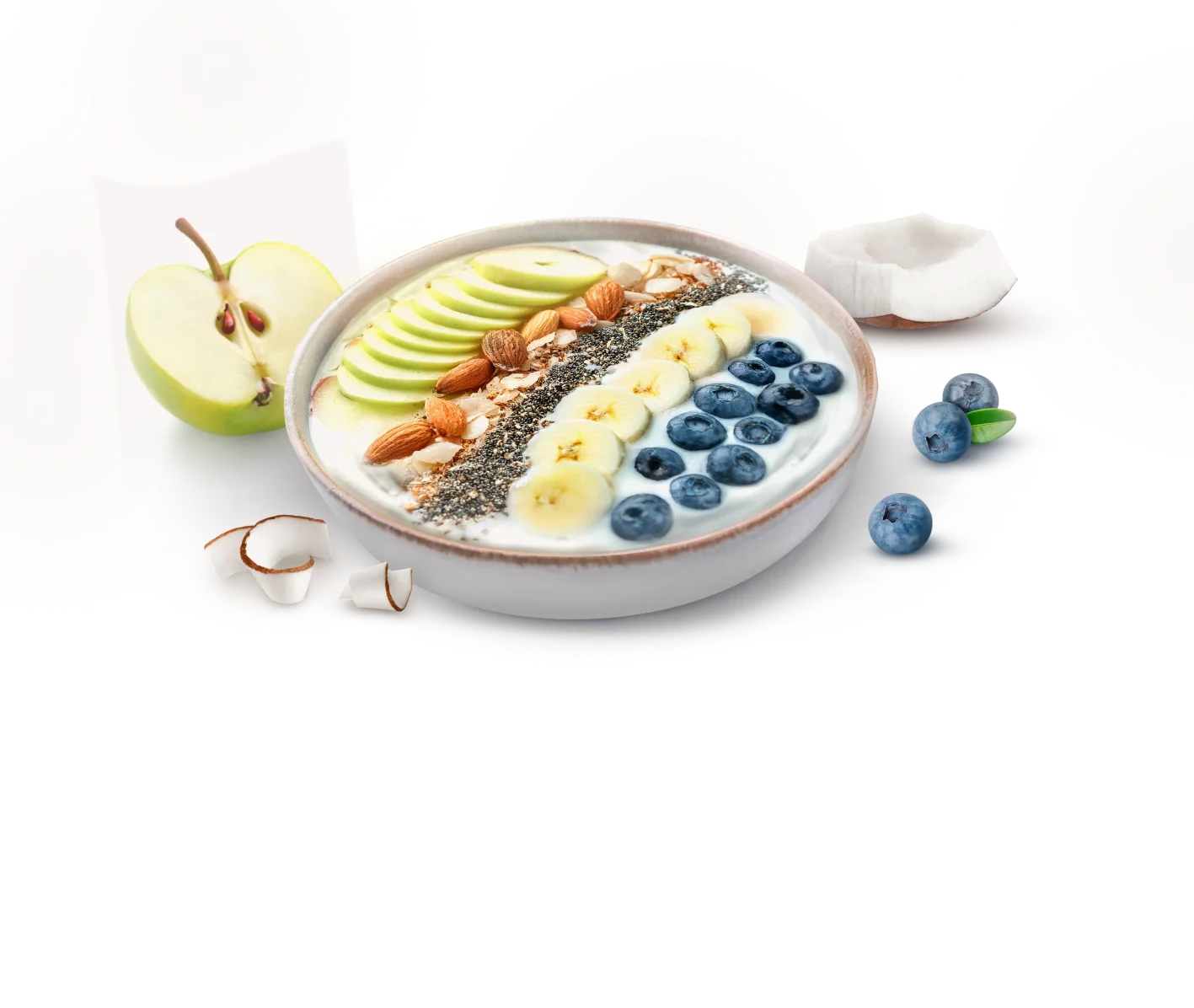 Боул&nbsp;с&nbsp;йогуртом фруктами, голубикой и&nbsp;семенами чиа